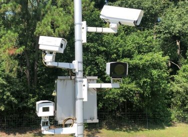 closeup of traffic security cameras